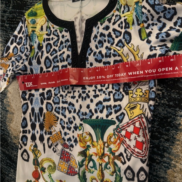 EDM ETOILE DU MONDE Art work  Multi Print Beaded  Shift Dress 4 - Picture 11 of 12